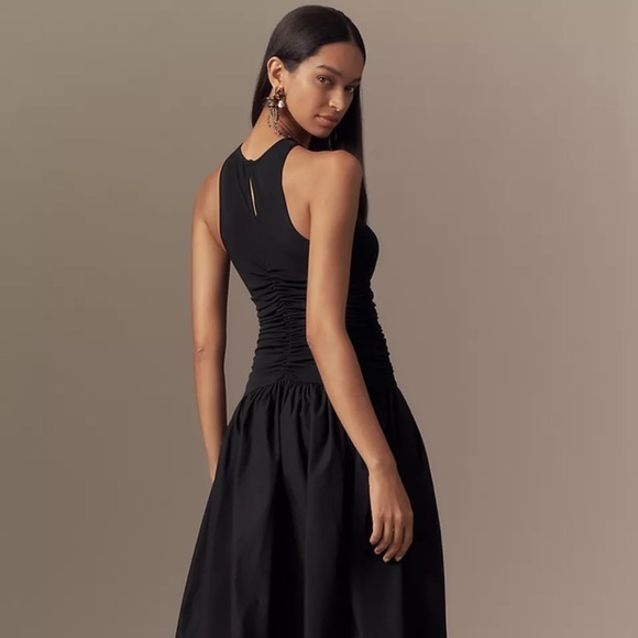 By Anthropologie Twofer Halter Drop-Waist Midi Dress Sz M - Picture 4 of 14